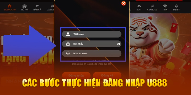 Điền thông tin đăng nhập U888 chi tiết
